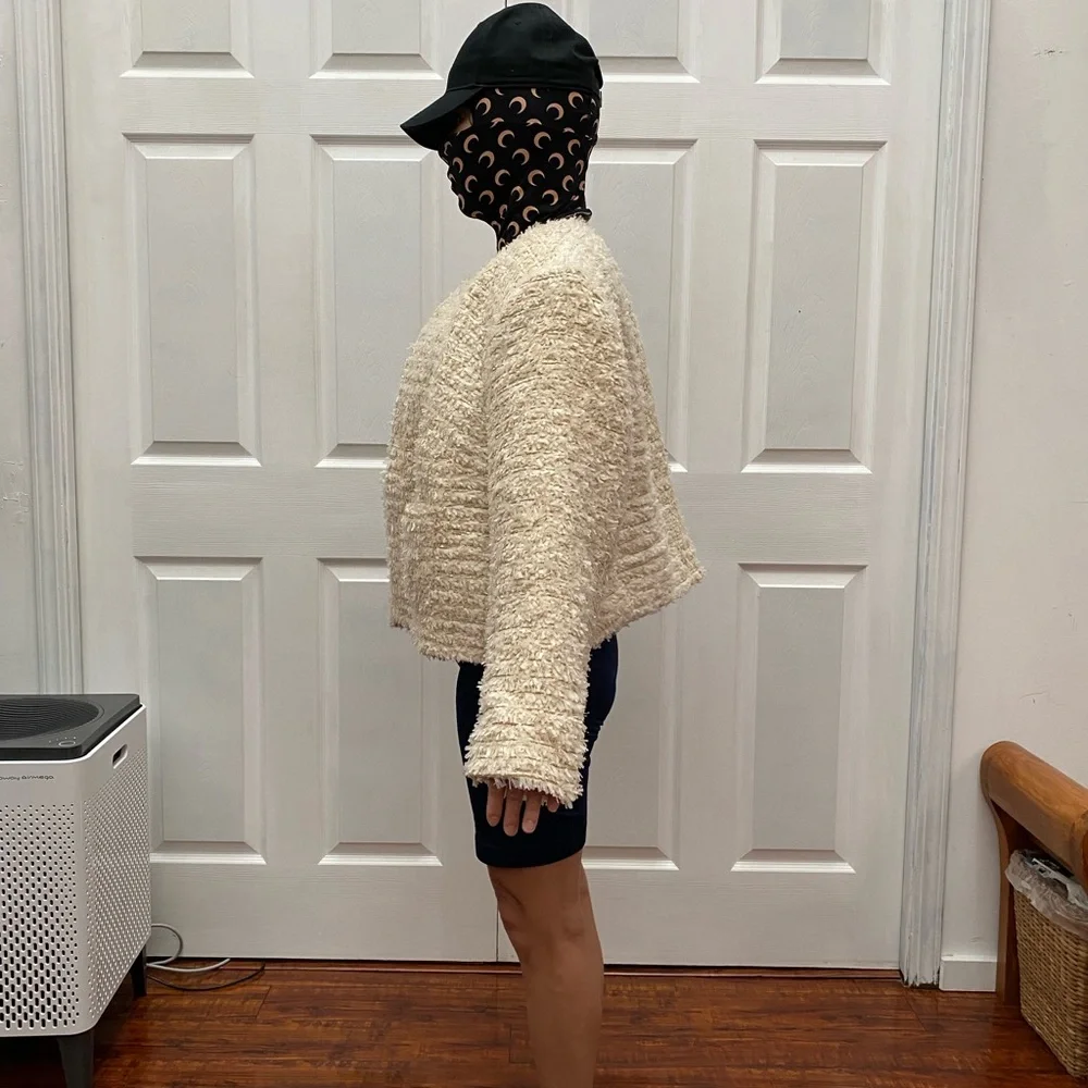H&M Cream Bouclé Open-Front Jacket - Picture 9 of 11